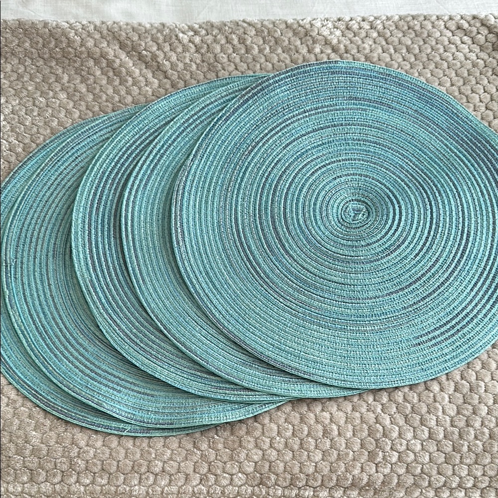 Set of Four Teal Woven Placemats